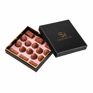 16 Pieces Of Belgium Milky Chocolate in Black Box-Sally Helmy - Egypt